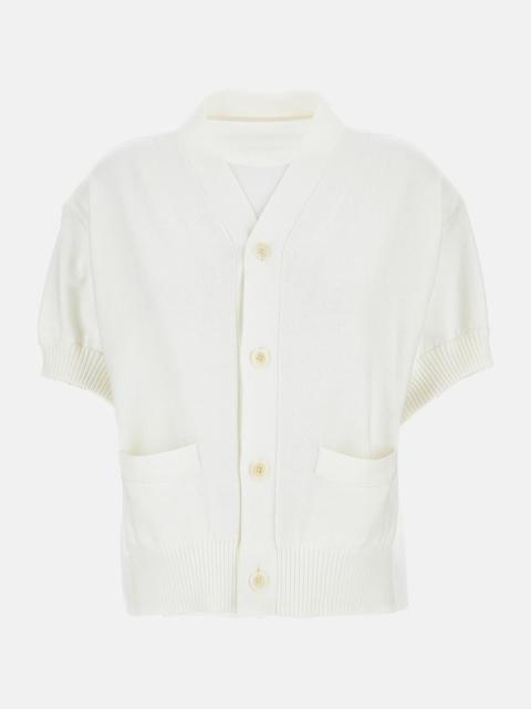 sacai DENIM AND KNIT CARDIGAN