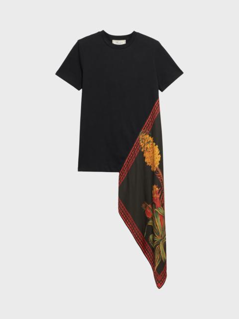 Blumarine JERSEY T-SHIRT WITH FOULARD APPLIQUÉ AND EMBROIDERY