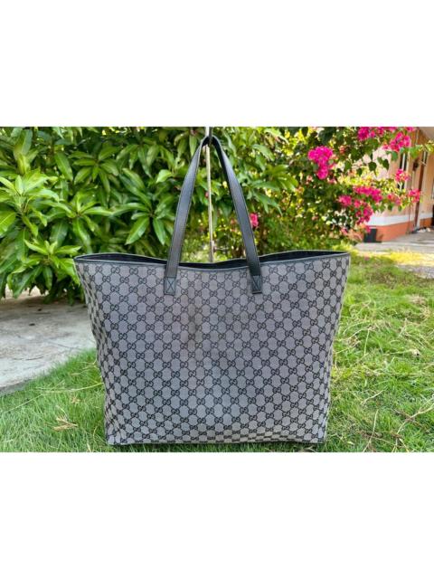 GUCCI Authentic Gucci Supreme GG Metallic Grey Large Tote Bag