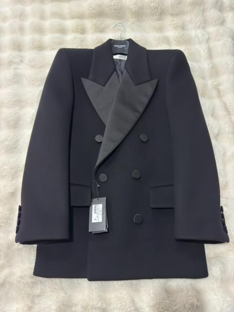 SAINT LAURENT Saint Laurent (YSL) Brand-New Runway Double-Breasted Wool Coat (Le Smoking Style)