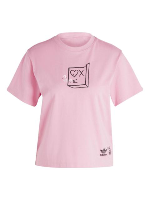 (WMNS) adidas Andre Saraiva T-Shirt 'Pink Black White' HZ9003