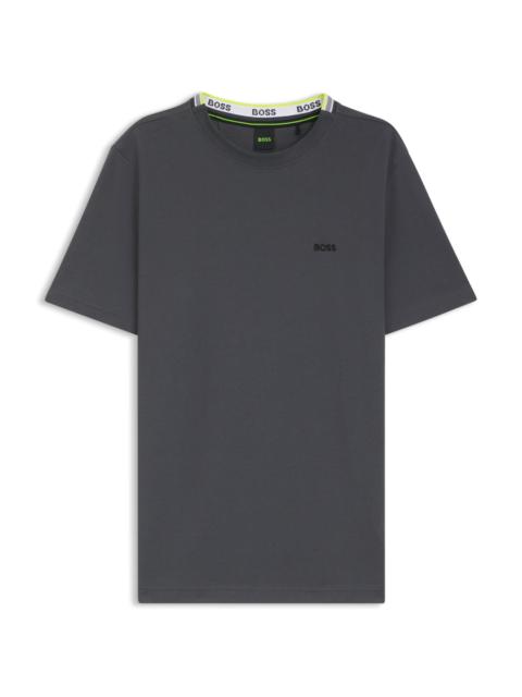 BOSS COTTON-PIQUÉ T-SHIRT WITH JACQUARD-WOVEN BACK COLLAR