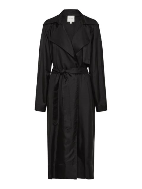 ST. AGNI Silk Twill Relaxed Trench in Black