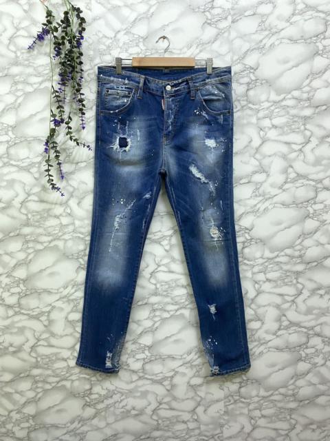 Dsquared2 Paint Splashed Distressed Skinny Denim Jeans