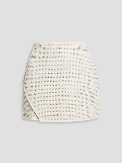 Cult Gaia Averie wrap-effect woven leather mini skirt