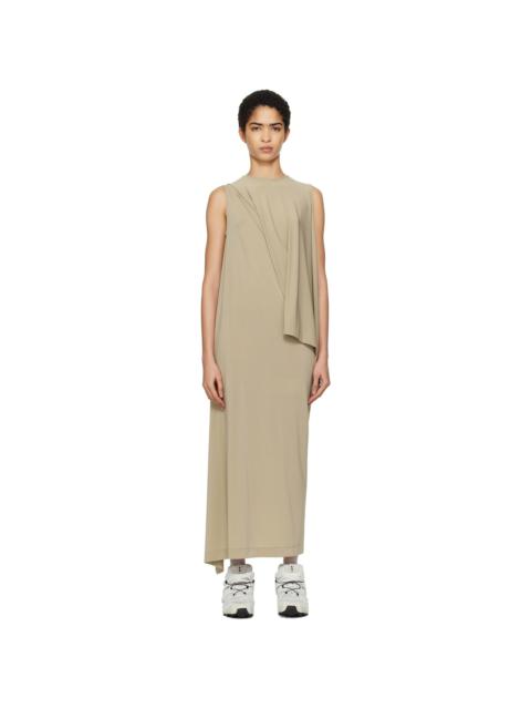 ISSEY MIYAKE Beige Drape Jersey 48 Maxi Dress