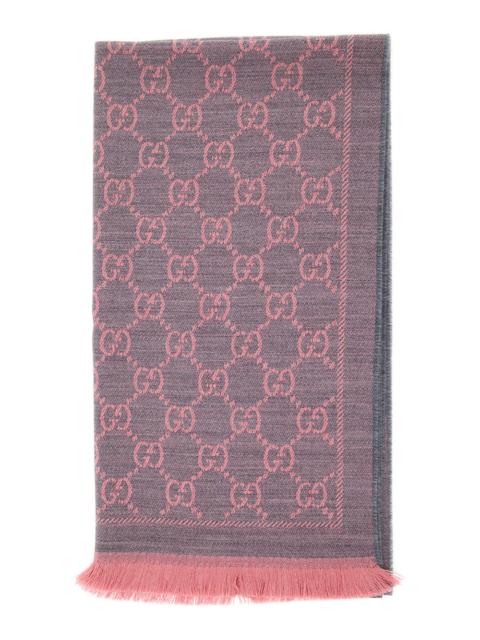 GUCCI Gucci Women Pink Knit Scarf With Jacquard Gg Motif In Wool Woman
