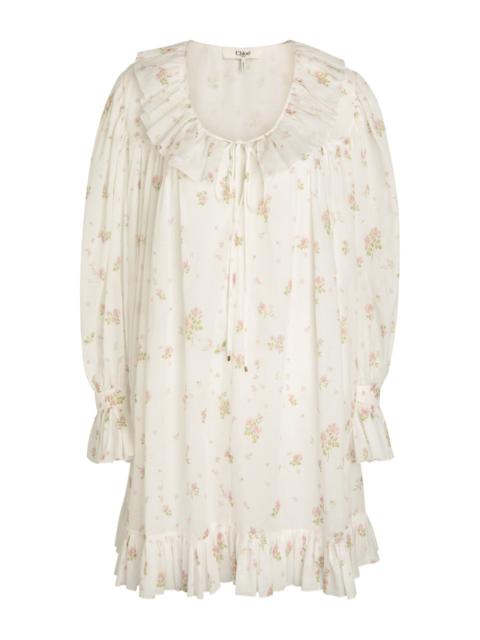 Chloé Chloe Floral-print Cotton Mini Dress
