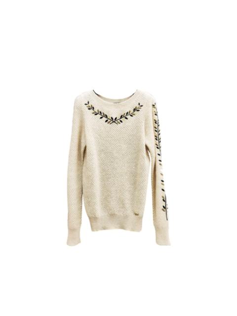 CHANEL Olive branch embroidery Mohair & Silk knit Sweater