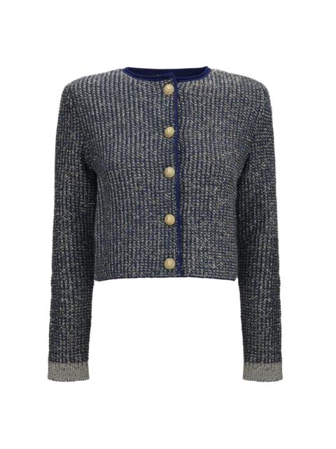 Balmain Balmain Quilted Sequin Cardigan Marine/Vert Women