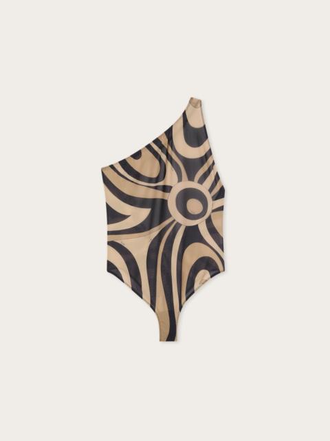 PUCCI MARMO PRINT ONE-SHOULDER SWIMSUIT