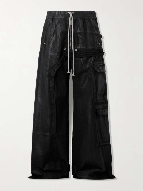 Jumbo Belas Wide-Leg Foil Denim Drawstring Cargo Trousers