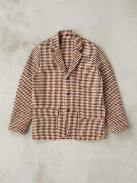 DE BONNE FACTURE Harris Tweed Geography Teacher Jacket - Brick Red Houndstooth