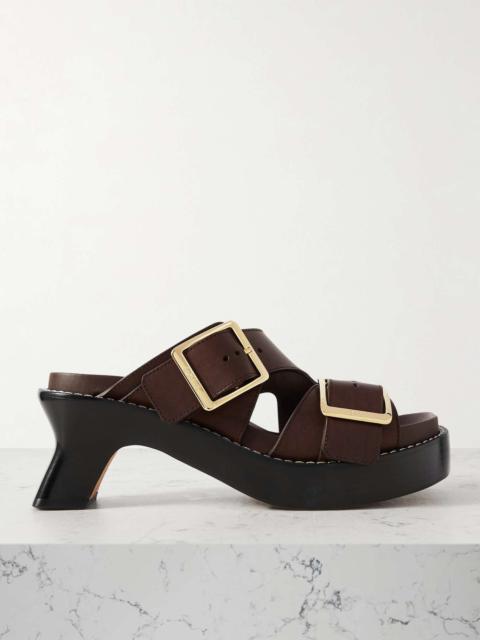 Ease buckled leather mules