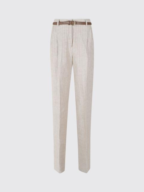 Max Mara Studio Max Mara Studio Women Striped Linen Blend Trousers Max Mara Studio
