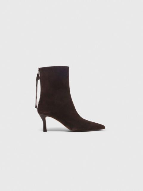 maje Chocolate Brown zipped suede ankle boots