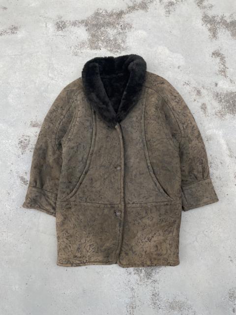 Other Designers Vintage - OVERPRINTED LE BUFFLE PARIS LEATHER SHEARLING JACKET