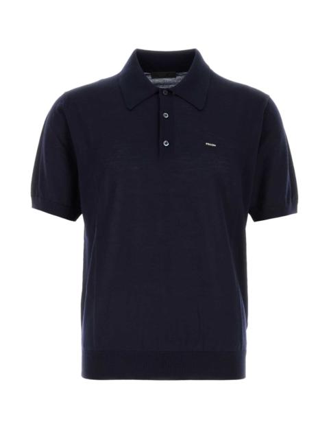 Prada Prada Men Navy Blue Wool Polo Shirt