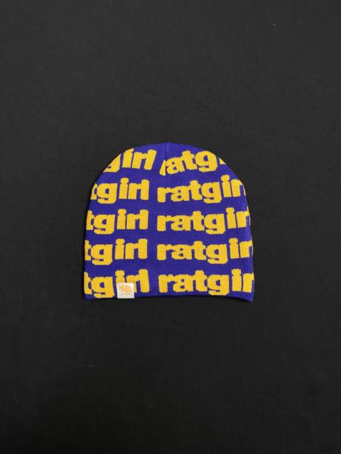 Rare Stray Rats Rat Logo Black No Cuff Jacquard Knit Beanie