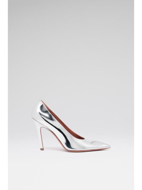 Amina Muaddi CHRISTINE PUMP 100 SILVER MIRROR