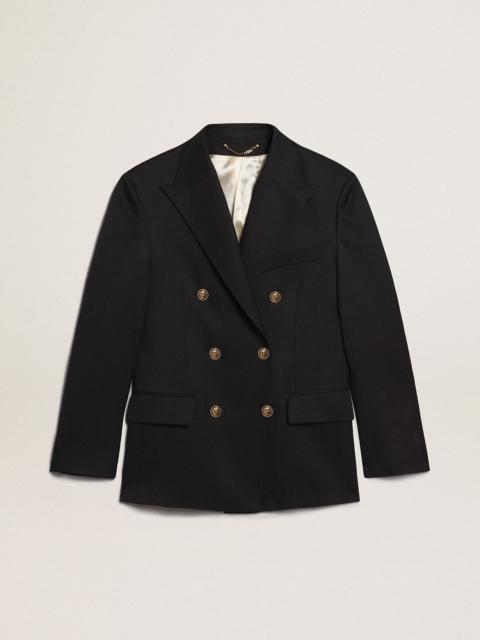Golden Goose Double-breasted men’s blazer in dark blue with gold-colored buttons