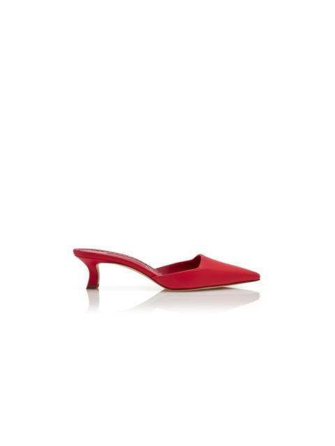 Manolo Blahnik Red Nappa Leather Pointed Toe Mules