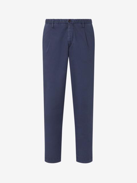 CORNELIANI Navy blue stretch cotton satin trousers