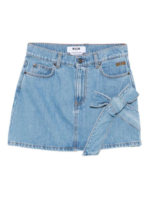 MSGM Side Ribbon Denim Detail Skirt