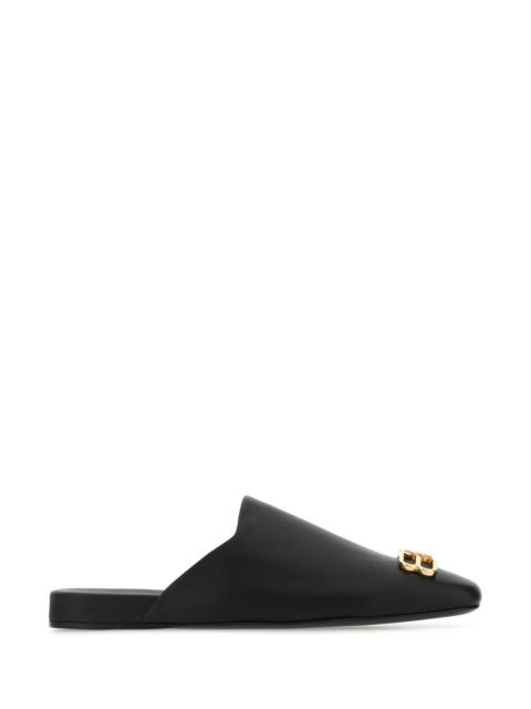 Balenciaga Men Black Leather Cosy Bb Slippers
