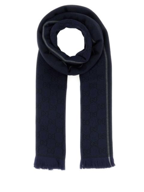 GUCCI Gucci Men Midnight Blue Wool Scarf