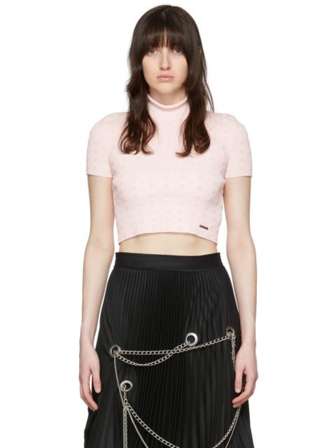 We11done Pink Rayon Short Sleeve Turtleneck