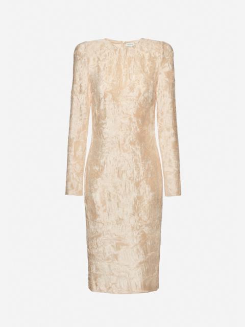 MAGDA BUTRYM Textured gold midi dress with long sleeves