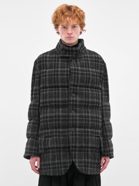 Yohji Yamamoto Black Plaid Wool Puffer Jacket