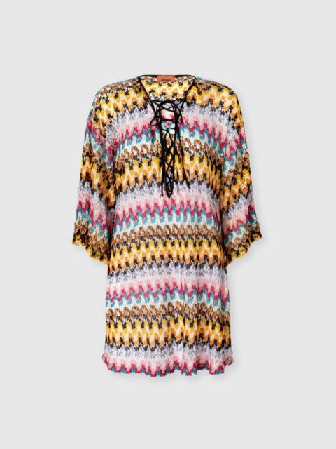 Missoni Short cover-up caftan in lamé viscose lace