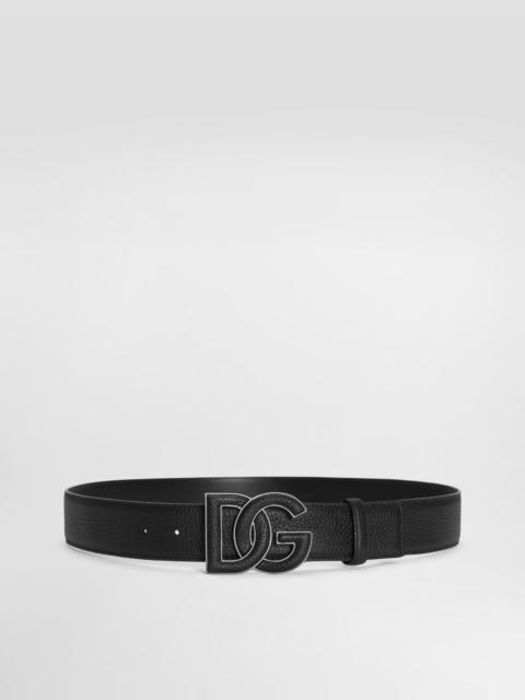 Dolce & Gabbana Deerskin-print calfskin belt with logo print