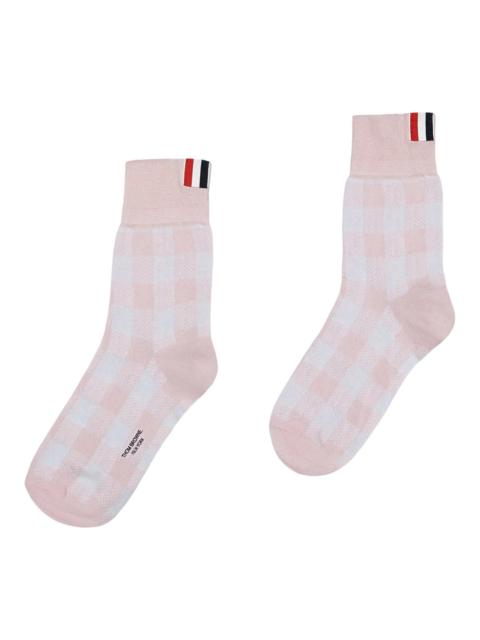 Thom Browne Gingham Check Jacquard 4-Bar Ankle Socks Women