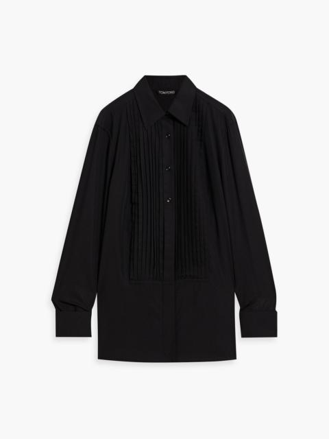 TOM FORD Pintucked Lyocell and silk-blend shirt