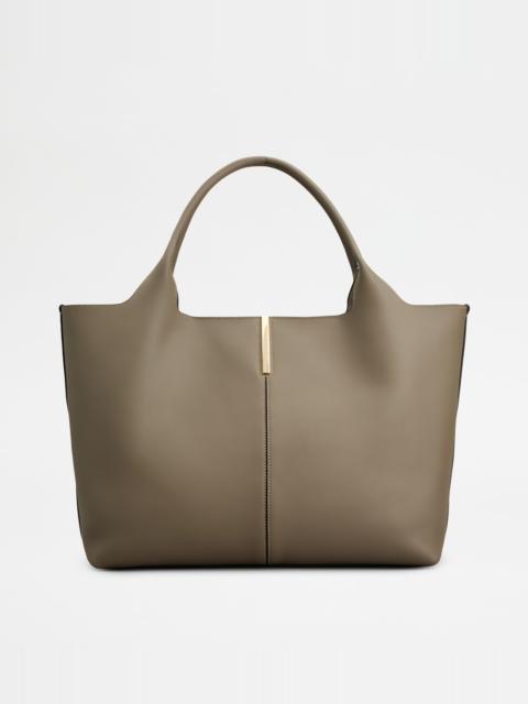 Tod's SHOPPING BAG IN LEATHER MEDIUM-SMALL - GREY