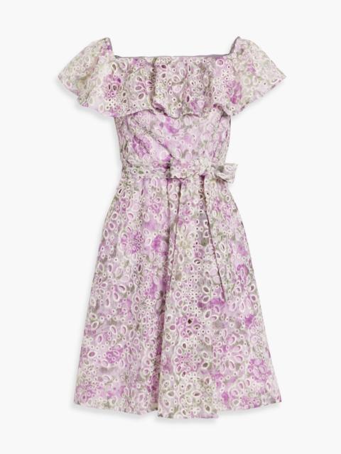 Other Designers Ruffled floral-print broderie anglaise dress