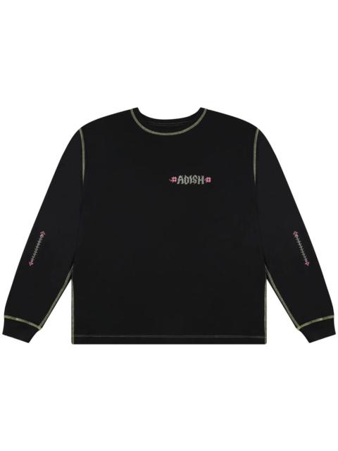 Adish Tatreez Logo Contrast Stitched Long Sleeve Shirt 'Black'