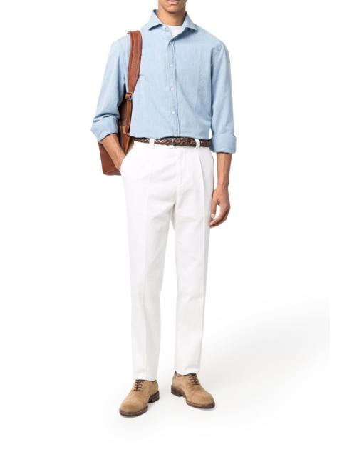 Brunello Cucinelli DYED TAILORED COTTON TROUSERS