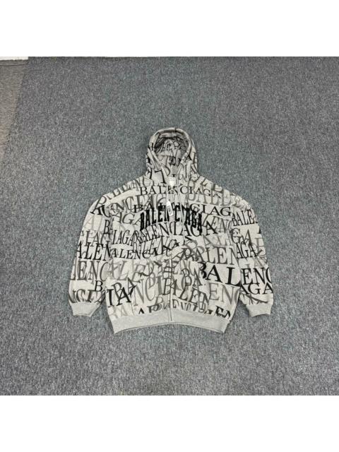 BALENCIAGA Balenciaga Graffiti Full Print Zip-up Hoodie