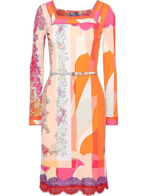 PUCCI Lace-Trimmed Printed Jersey Dress