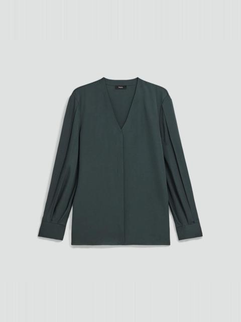 Theory V-Neck Blouse in Silk Georgette