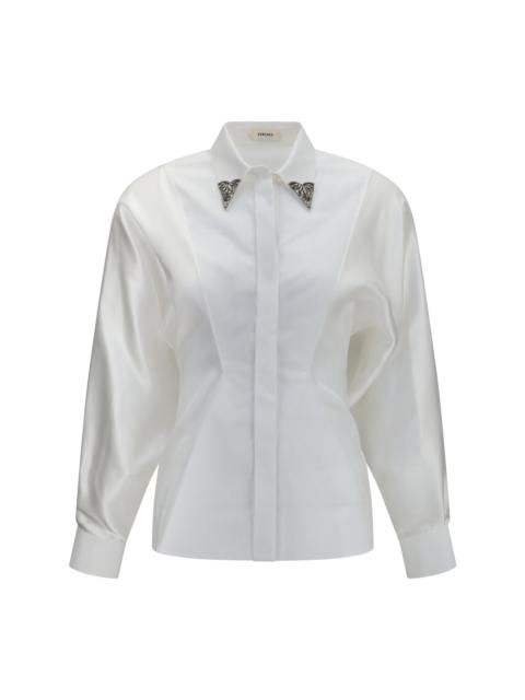 VERSACE Versace Embroidered Cotton Poplin Shirt Optical White