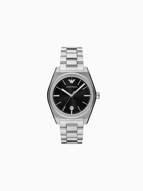 EMPORIO ARMANI THREE-HAND DATE STAINLESS STEEL WATCH