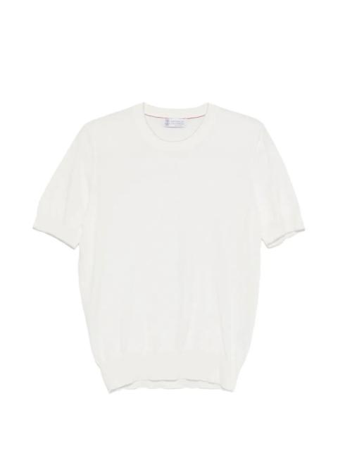 Brunello Cucinelli Cotton Lightweight Knit T-Shirt With Contrast Details