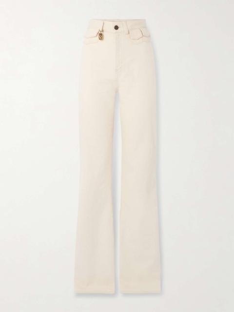 high-risH straight-leg jeans White