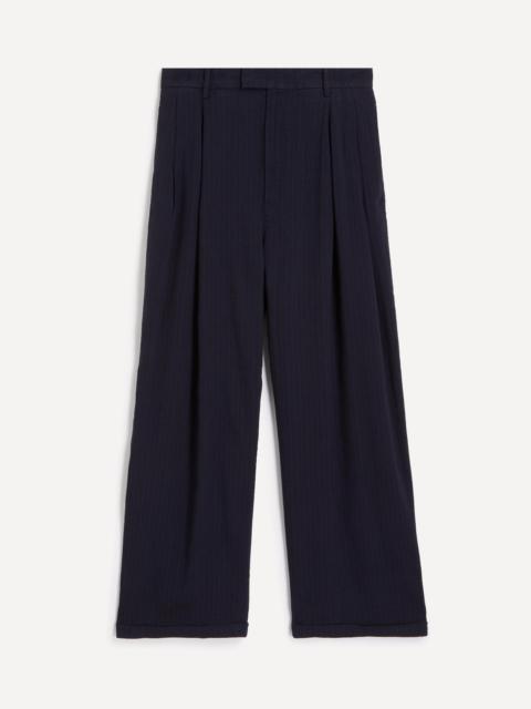 BARENA Navy Braghier Wide-Fit Herringbone Trousers