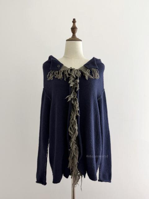 Yohji Yamamoto Yohji Yamamoto Y's Fringe Wool Knit Navy Top